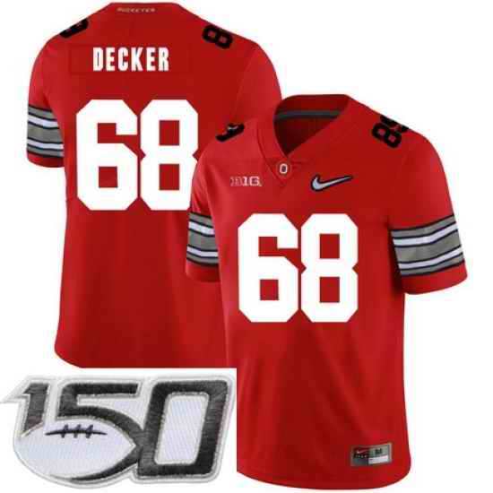 Ohio State Buckeyes 68 Taylor Decker Red Diamond Nike Logo College Football Stitched 150th Anniversary Patch Jersey